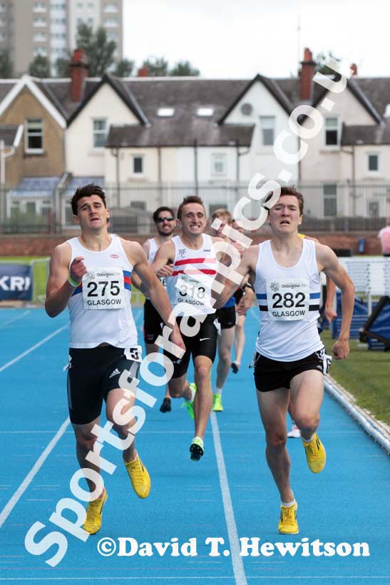 Guy Learmonth beats Jake Wightman to win the 800 metres at the Scottish Championships, Scotstoun  Stadium, Glasgow.